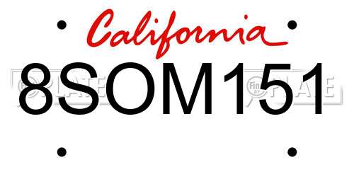 8SOM151 California License Plate