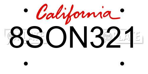 8SON321 California License Plate
