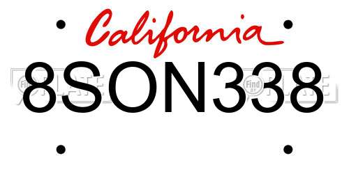 8SON338 California License Plate