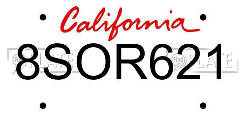 8SOR621 California License Plate