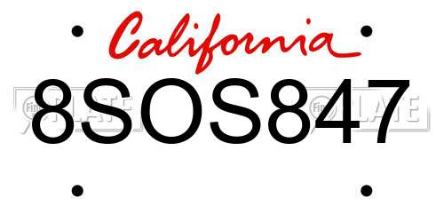 8SOS847 California License Plate