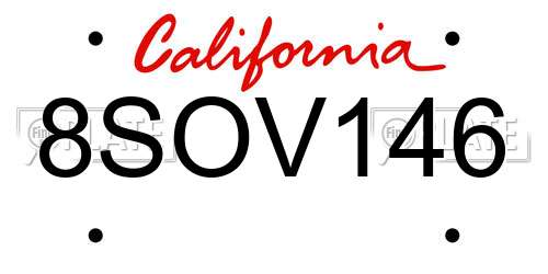 8SOV146 California License Plate