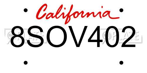 8SOV402 California License Plate