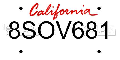 8SOV681 California License Plate