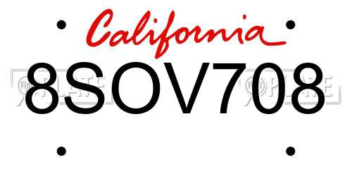 8SOV708 California License Plate