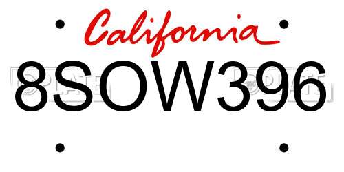 8SOW396 California License Plate