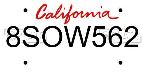 8SOW562 California License Plate