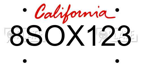 8SOX123 California License Plate