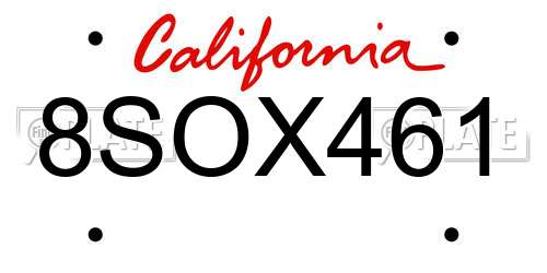 8SOX461 California License Plate