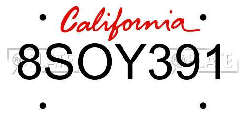 8SOY391 California License Plate