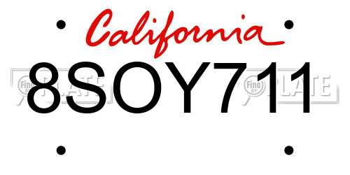 8SOY711 California License Plate