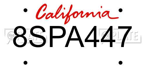 8SPA447 California License Plate