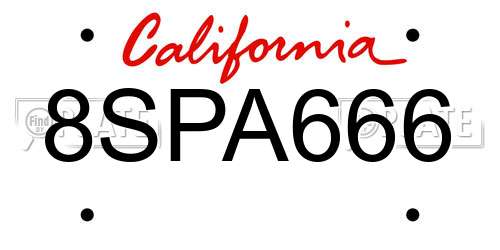 8SPA666 California License Plate
