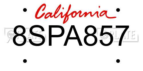 8SPA857 California License Plate