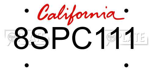 8SPC111 California License Plate