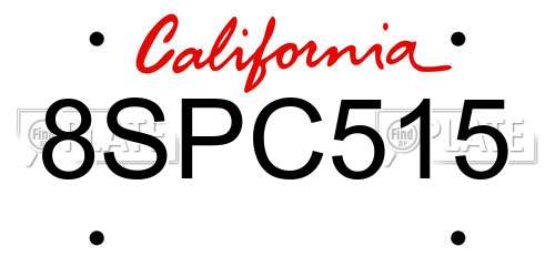 8SPC515 California License Plate