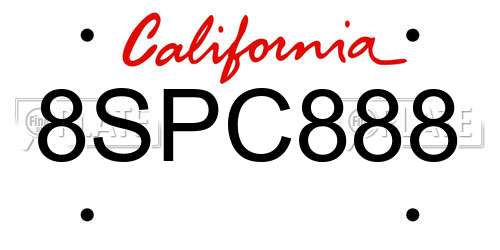 8SPC888 California License Plate