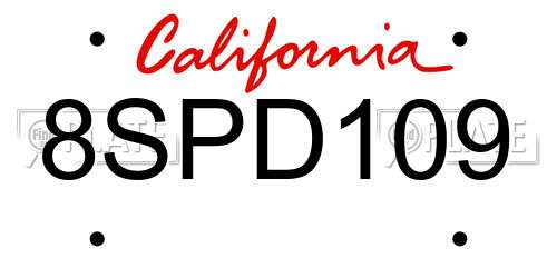 8SPD109 California License Plate