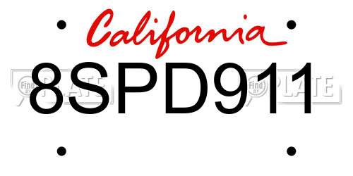 8SPD911 California License Plate