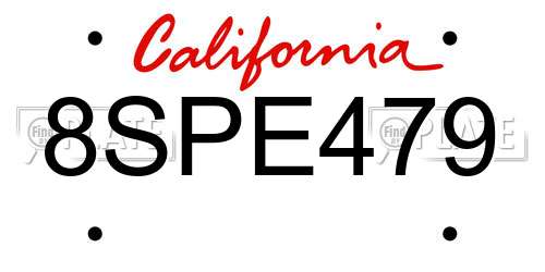 8SPE479 California License Plate