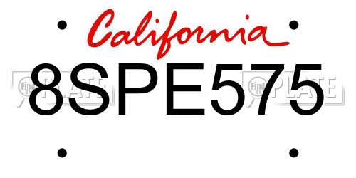 8SPE575 California License Plate