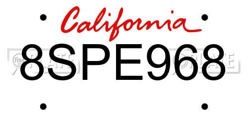 8SPE968 California License Plate