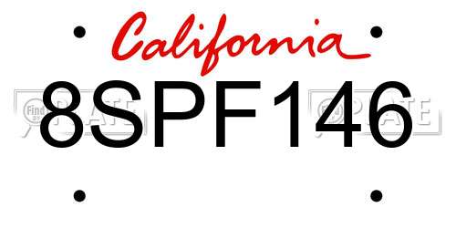 8SPF146 California License Plate