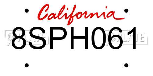 8SPH061 California License Plate