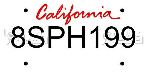8SPH199 California License Plate