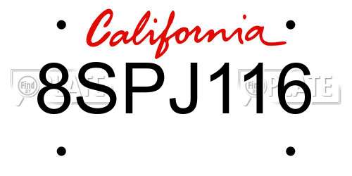 8SPJ116 California License Plate