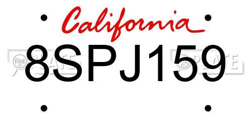 8SPJ159 California License Plate