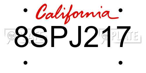 8SPJ217 California License Plate