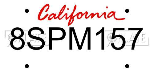 8SPM157 California License Plate