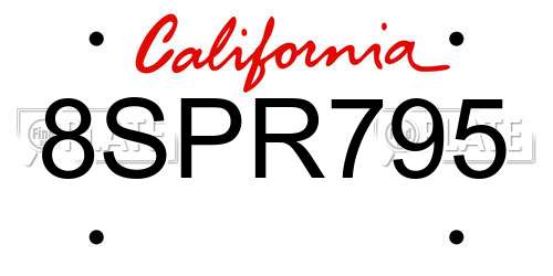 8SPR795 California License Plate