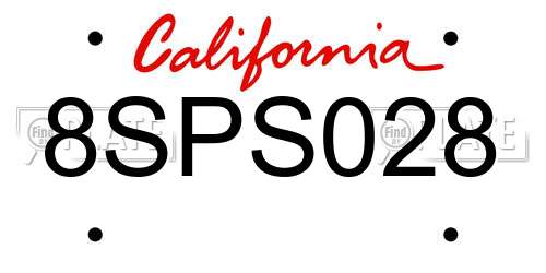 8SPS028 California License Plate