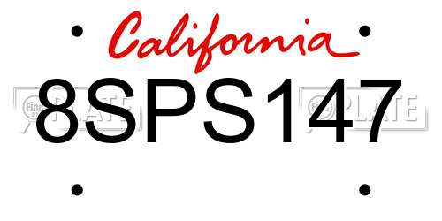 8SPS147 California License Plate