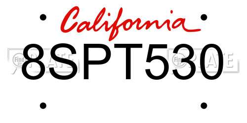 8SPT530 California License Plate