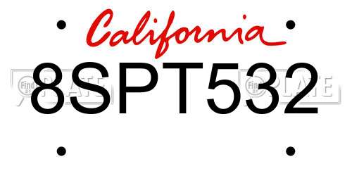 8SPT532 California License Plate
