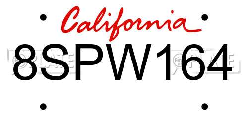 8SPW164 California License Plate
