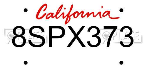 8SPX373 California License Plate