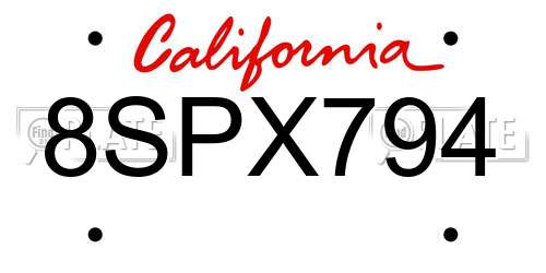 8SPX794 California License Plate