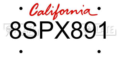 8SPX891 California License Plate