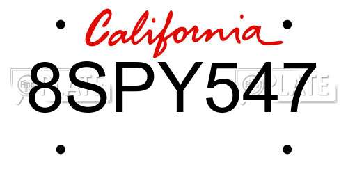 8SPY547 California License Plate