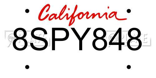 8SPY848 California License Plate