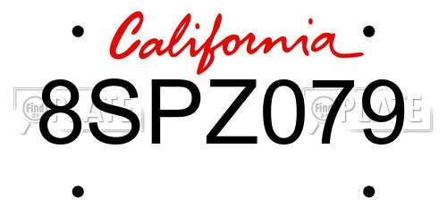 8SPZ079 California License Plate