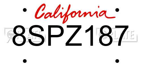 8SPZ187 California License Plate