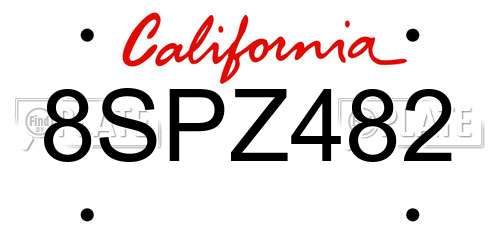 8SPZ482 California License Plate