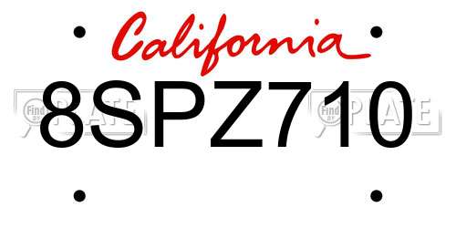 8SPZ710 California License Plate