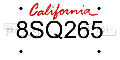 8SQ265 California License Plate