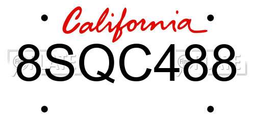 8SQC488 California License Plate
